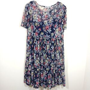 Wilde Black Sheer Tiered Baby Doll Midi Dress w Slip Romantic Date Valentine XL